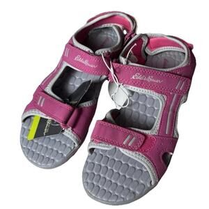 Eddie Bauer Girls Kelsey Sport Sandals Pink Adjustable Straps Hook Loop Sz 2 NEW
